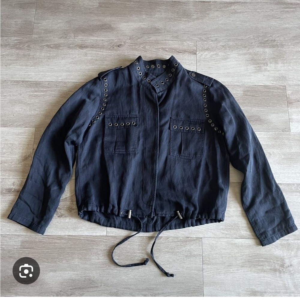 Rails Grommet Detail Navy Jacket - Linen